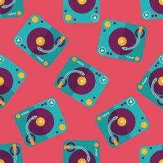 DJ music flat icon eps10 seamless pattern background N3