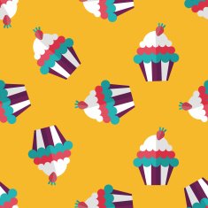 cupcake flat icon eps10 seamless pattern background N6