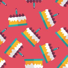 birthday cake flat icon eps10 seamless pattern background N3