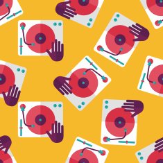 DJ music flat icon eps10 seamless pattern background N4