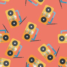 Radio flat icon eps10 seamless pattern background N2