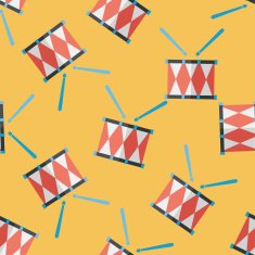 drum flat icon eps10 seamless pattern background N2