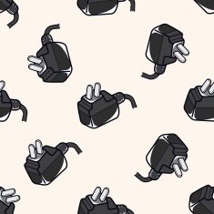 Computer-related equipment plug cartoon seamless pattern background