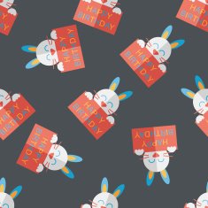 Happy birthday rabbit card flat icon eps10 seamless pattern background N3