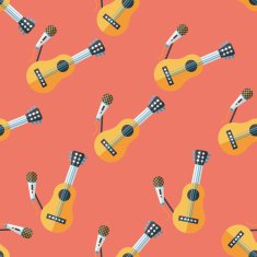 guitar flat icon eps10 seamless pattern background N3
