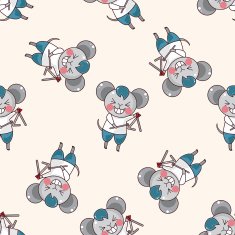 animal mouse playing instrument cartoon seamless pattern background N4
