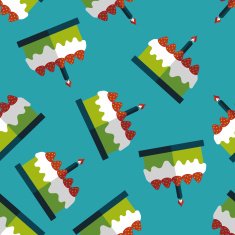 birthday cake flat icon eps10 seamless pattern background N7
