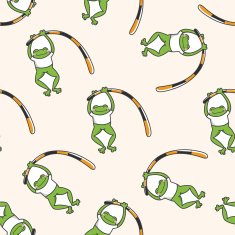 Animal frog doing sports cartoon seamless pattern background