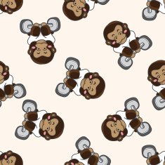 Animal gorilla doing sports cartoon seamless pattern background