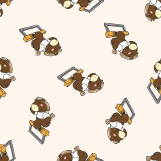 Animal horse doing sports cartoon seamless pattern background
