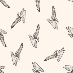 spaceship cartoon seamless pattern background N74