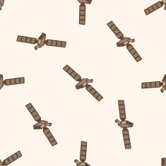 Space Satellite cartoon seamless pattern background N6