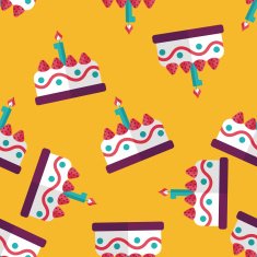 birthday cake flat icon eps10 seamless pattern background N10