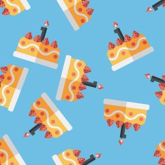 birthday cake flat icon eps10 seamless pattern background N11