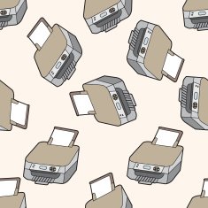 Computer-related equipment printer cartoon seamless pattern background N3