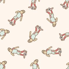 football exercise cartoon seamless pattern background