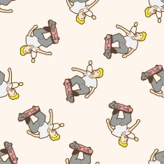 skateboard exercise cartoon seamless pattern background
