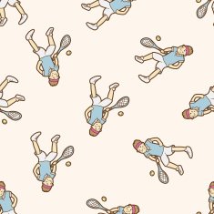 tennis exercise cartoon seamless pattern background