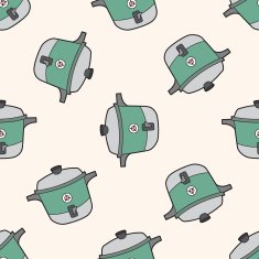 kitchenware rice cooker cartoon seamless pattern background N4