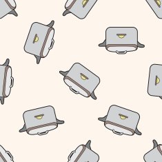 kitchenware rice cooker cartoon seamless pattern background N5
