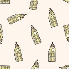 Big Ben cartoon seamless pattern background