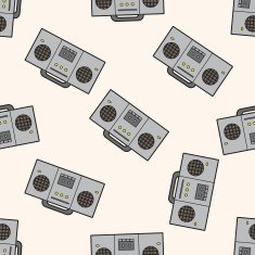 rock music sound recorder cartoon seamless pattern background