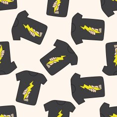 rock music clothes cartoon seamless pattern background N2