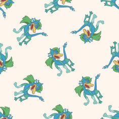 bizarre monster dragon cartoon seamless pattern background