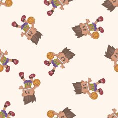 basketball player cartoon seamless pattern background N36