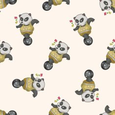Animal panda doing sports cartoon seamless pattern background N3