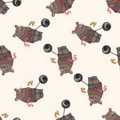 Animal boar doing sports cartoon seamless pattern background