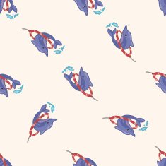 Animal dolphin doing sports cartoon seamless pattern background