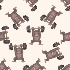 Animal gorilla doing sports cartoon seamless pattern background N2
