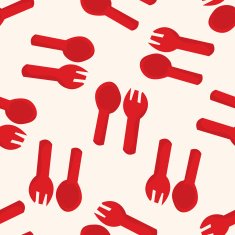 baby spoon and fork cartoon seamless pattern background N4