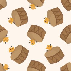 animal bird playing instrument cartoon seamless pattern background N2