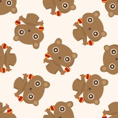 animal bear playing instrument cartoon seamless pattern background N6