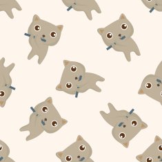 animal cat playing instrument cartoon seamless pattern background N10