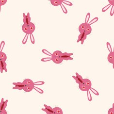 animal rabbit playing instrument cartoon seamless pattern background N8