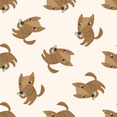 animal fox playing instrument cartoon seamless pattern background