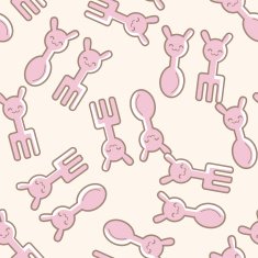 baby spoon and fork cartoon seamless pattern background N5