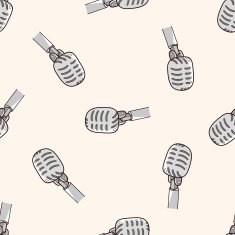 rock style microphone cartoon seamless pattern background