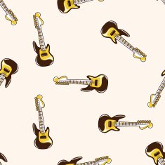 rock style guitar cartoon seamless pattern background