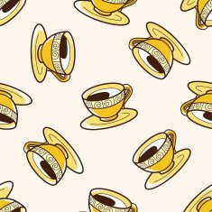 black coffee cartoon seamless pattern background