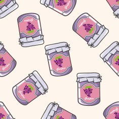 grape jam cartoon seamless pattern background