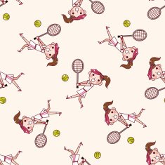 tennis player cartoon seamless pattern background N10