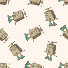 robot cartoon seamless pattern background N111