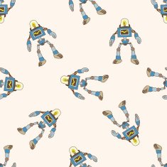 robot cartoon seamless pattern background N112