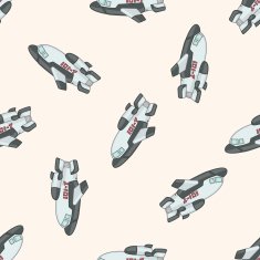 spaceship cartoon seamless pattern background N75