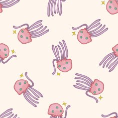Space alien cartoon seamless pattern background N12