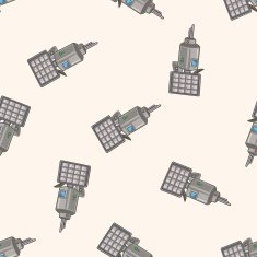Space Satellite cartoon seamless pattern background N7